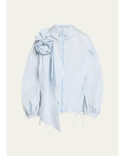 Simone Rocha Tech Nylon Jacket With Pressed Rose - Blue