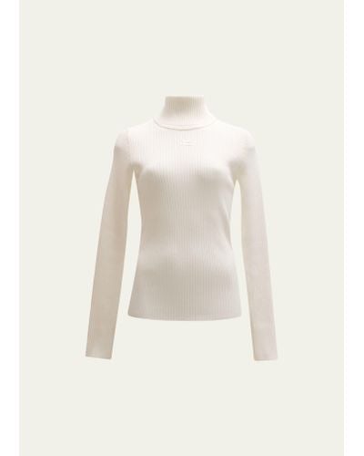 Courreges Turtleneck Long-sleeve Rib Sweater - Natural