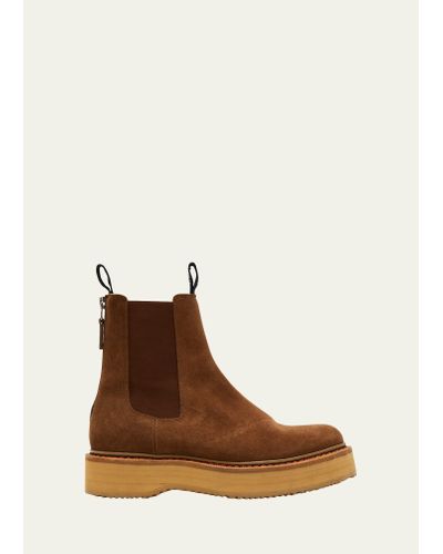 R13 Single Stack Suede Chelsea Boots - Brown