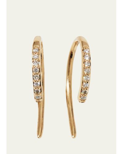 Lana Jewelry 14k Diamond Mini Hooked Earrings - Natural