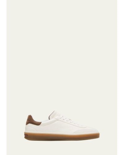 Loro Piana Mixed Leather Low-top Tennis Sneakers - Natural