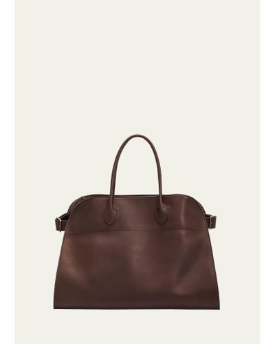 The Row Soft Margaux 17 Leather Duffel Bag - Brown