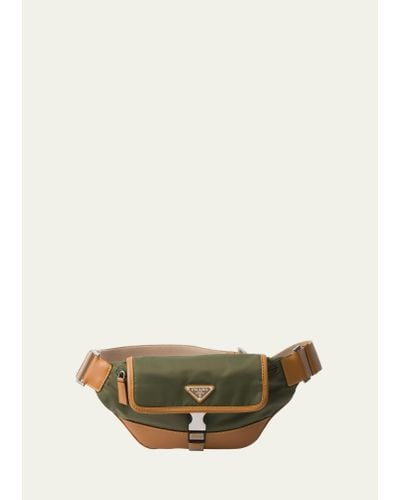 Prada Re-nylon And Leather Shoulder Bag - Natural