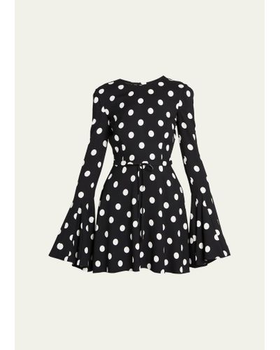 Saint Laurent Polka Dot Mini Flare Dress - Black