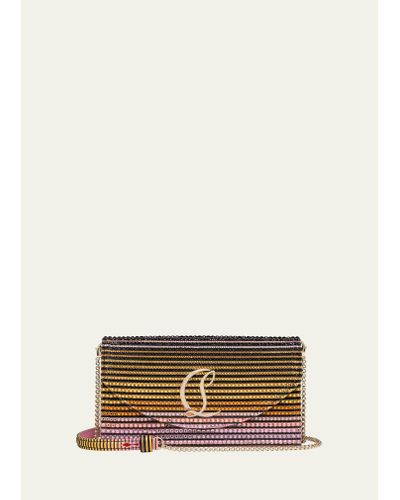 Christian Louboutin Loubi54 Wallet On Chain In Strass Crepe Satin - Natural