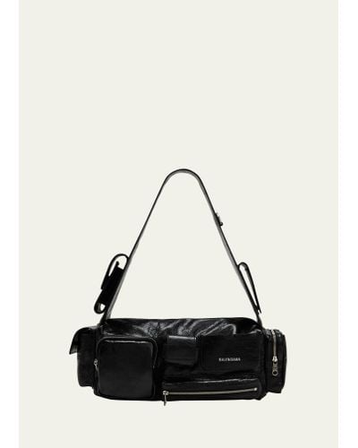 Balenciaga Superbusy Leather Multi-pocket Sling Bag - Black