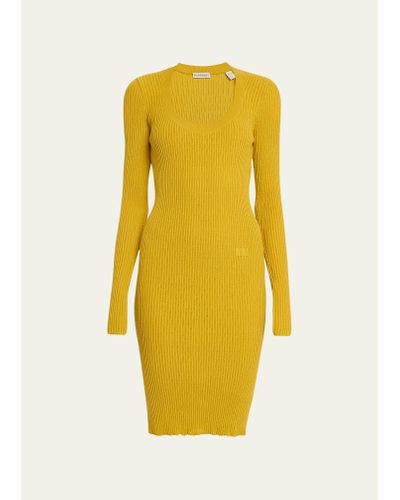 Burberry Wool Rib-knit Long-sleeve Dress - Yellow