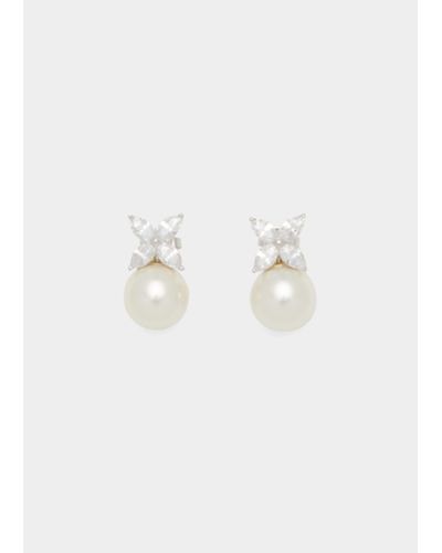 Fantasia by Deserio 14k White Gold Pearly Post Earrings - Multicolor