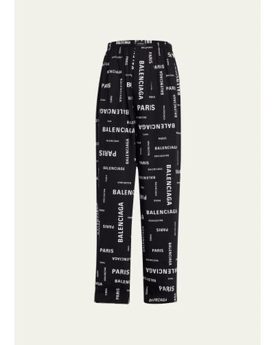 Balenciaga Allover-logo Pajama Pants - Black