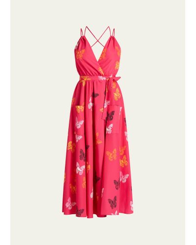 VALIMARE Amelia Butterfly Wrap Maxi Dress - Pink