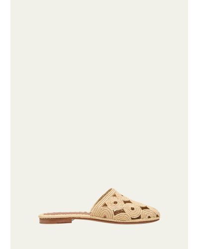 Carrie Forbes Boudoir Raffia Flat Mules - Natural
