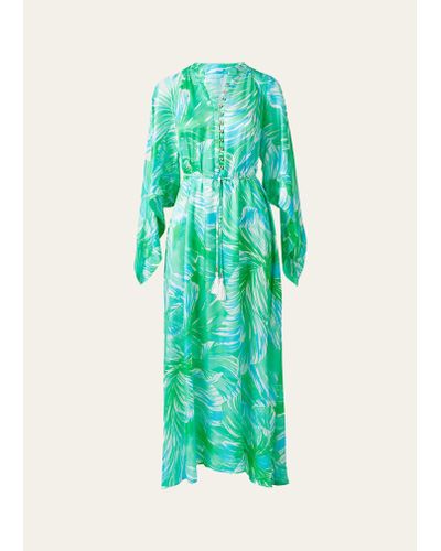 Melissa Odabash Edith Printed Maxi Sun Dress Coverup - Green