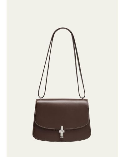 The Row Sofia Saddle Crossbody Bag In Box Leather - Natural