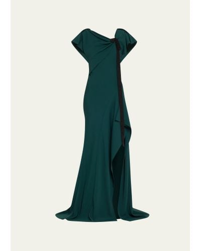 Jason Wu Ruched Fluid Crepe Gown - Green