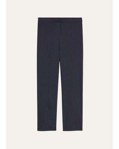 Theory Treeca Good Linen Cropped Pull-on Ankle Pants - Blue