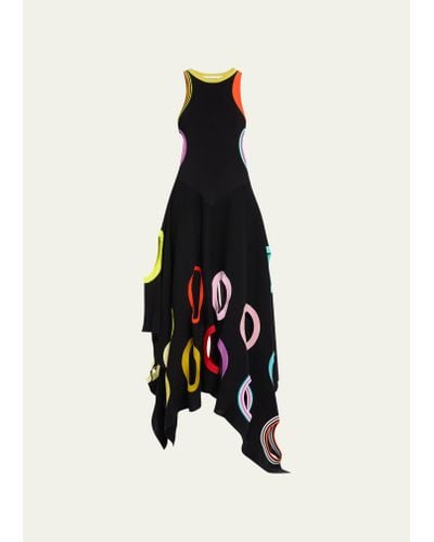 Christopher John Rogers Hole-punch Multicolor Knit Maxi Dress - Black