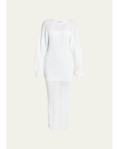 Stella McCartney Lightweight Plisse Knit Maxi Dress - White