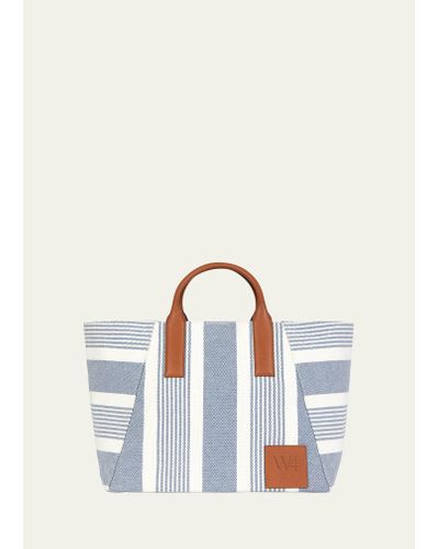WE-AR4 The Riviera Striped Canvas Tote Bag - Blue
