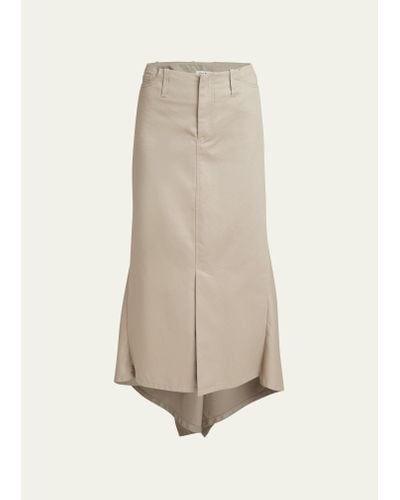 MERYLL ROGGE Asymmetric Midi Skirt With Ruched Back Drape - White