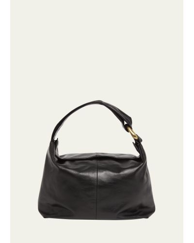Jil Sander Large Calfskin Leather Hobo Bag - Black