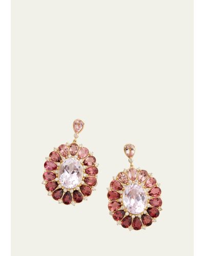Jamie Wolf 18k Yellow Gold Floral Ombre Oval Earrings With Kunzite - White