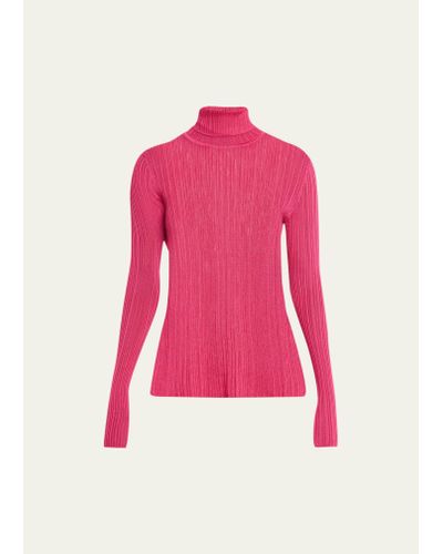 Tom Ford Metallic Knit Turtleneck Sweater - Pink