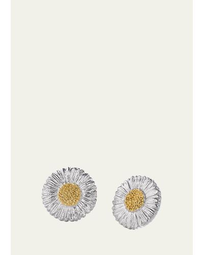 Buccellati Blossoms Daisy Sterling Silver And 18k Yellow Gold Button Earrings - Natural