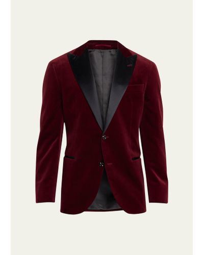 Brunello Cucinelli Velvet Peak-lapel Tuxedo Jacket - Red