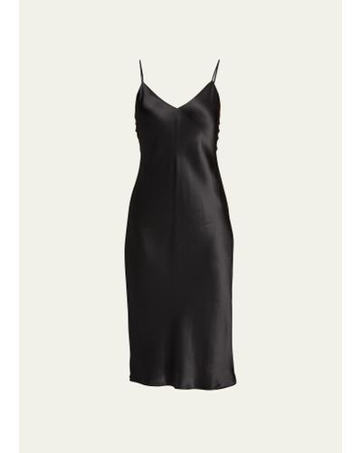 L'Agence Jodie V-neck Silk Slip Dress - Black