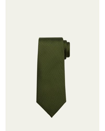 Charvet Herringbone Silk Tie - Green