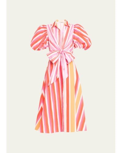 Silvia Tcherassi Pavia Stripe Midi Dress - Pink