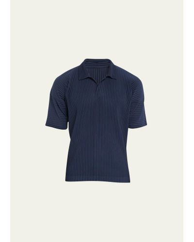 Homme Plissé Issey Miyake Pleated Polo Shirt - Blue