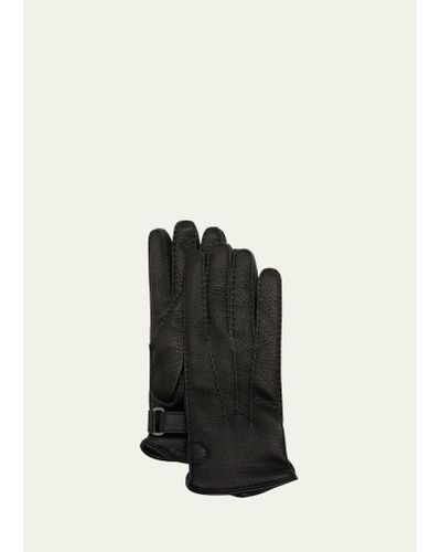 Brioni Cashmere-lined Leather Gloves - Black