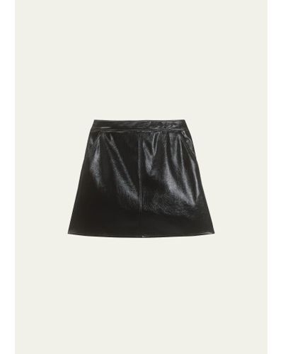 Theory Faux-leather A-line Mini Skirt - Black