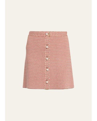 Adam Lippes Birdseye Tweed Short Skirt - Pink