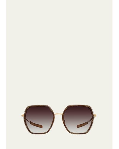 Barton Perreira Pickford Brown Zyl & Metal Round Sunglasses - Multicolor