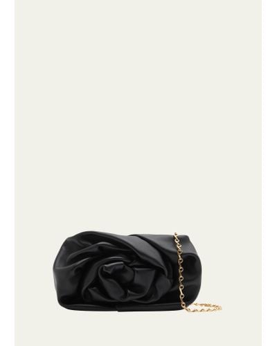 Burberry Rose Soft Leather Clutch Bag With Chain Strap - Black