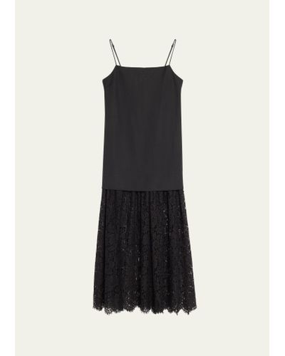 Sea Lara Combo Lace Slip Dress - Black