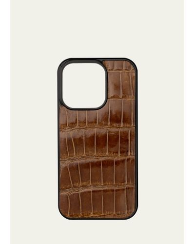 Abas Iphone 14 Pro Alligator Phone Case - Brown