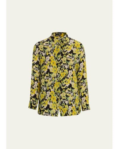 Adam Lippes Floral Crepe Wear Shirt - Yellow