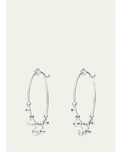 Paul Morelli 28mm Windchime White Gold Wire Hoop Earrings With Rose-cut Diamonds - Natural