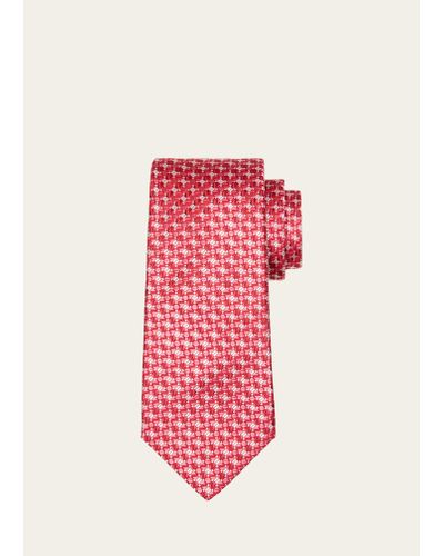 Kiton Silk Woven Jacquard Tie - Red