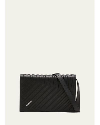 Balenciaga Leather Car Flap Bag W/ Strap - Black