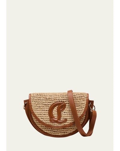 Christian Louboutin By My Side Crossbody In Raffia With Cl Logo - Brown