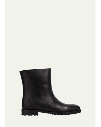 Manolo Blahnik Motosa Calf Leather Ankle Boots - Black