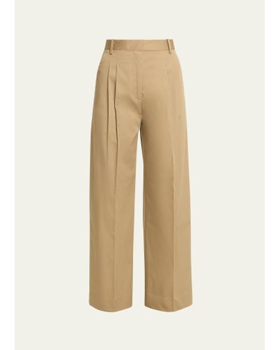Rohe Pleated Wide-leg Chino Pants - Natural