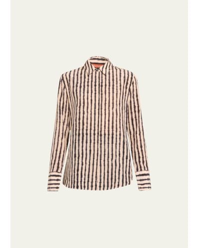 Altuzarra Chika Abstract Stripe-print Button Up Silk Shirt - Natural