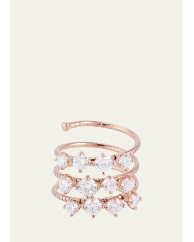 Mattia Cielo 18k Rose Gold 3 Wrap Ring With Prong Set Diamonds - Natural