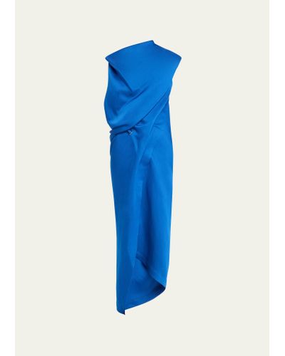 Issey Miyake Enveloping Asymmetric Draped Dress - Blue