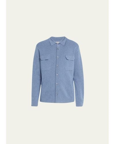 FIORONI CASHMERE Cashmere-linen Shirt Jacket - Blue